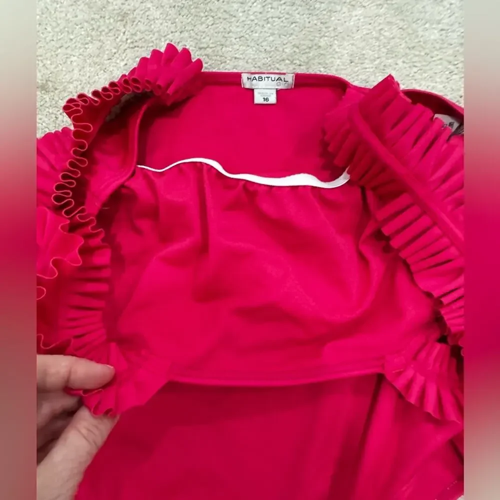 Habitual girl hot pink One-Piece Swimsuit with Ruffle Straps, size 16